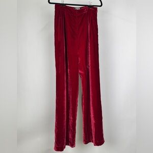 Reformation Wes Velvet Wine-Red Trousers